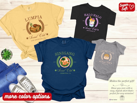 Filipino Food Dessert Shirt Family Shirt Group Philippines Food T-Shirt Lumpia Halo Halo Pandesal Food Tees Thanksgiving Gift Family Reunion