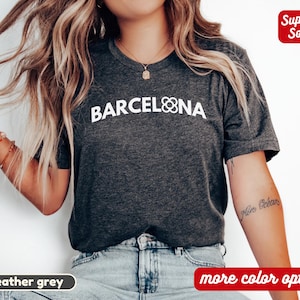 Barcelona Shirt with Panot Flower, Barcelona Clothing, Gift for Spain Lover, Spain Shirt Tee, Barcelona Girl Shirt, Spain Vacation Shirt