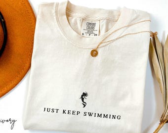 Just Keep Swimming Shirt, Swimming Gifts, Swimmer Tee, Beach Shirt, Minimal Swim Sweatshirt, Mermaid T-Shirt, Swim Coach Tshirt, Swim Team