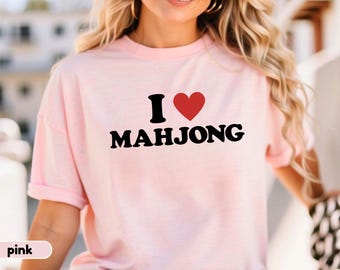 I Love Mahjong Shirt, Mahjong V-Neck Shirt for Filipina Mom and Dad TShirt, Family Reunion Shirt, Mahjong Game Tshirt, Mahjong Game Night