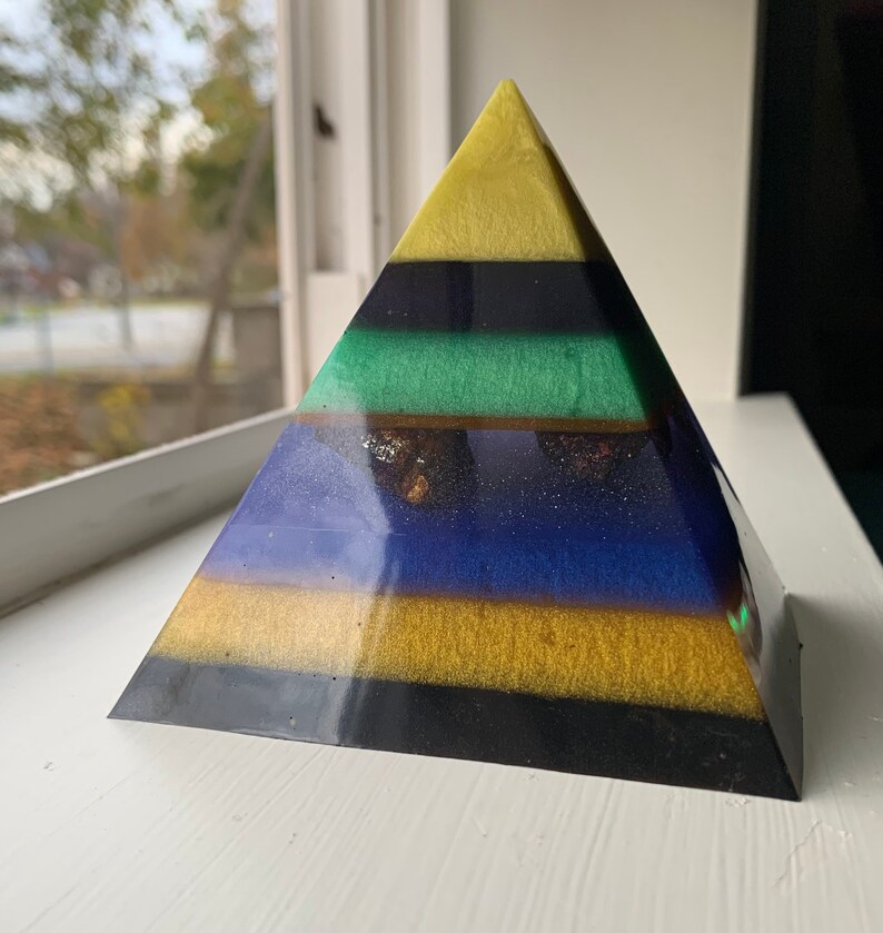 Handmade Epoxy Resin Pyramid W/ Chalcopyrite Stones Etsy