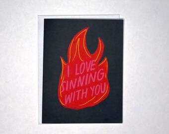 LET'S SIN | card, creative greeting card, anniversary card, handmade greeting card, funny card