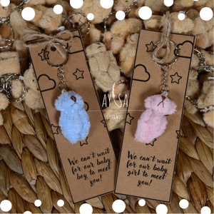 Teddy Bear Girl/boy Baby Shower Favors, Teddy Bear Key Chain, Birthday Gifts, Teddy Bear Party, Personalized Gifts, We Can Bearly Wait
