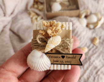 Cadeaux personnalisés pour mariage sur la plage, Shower nuptiale plage océan, Cadeaux de mariage coquillages pour mariage sur la plage, Cadeau de fête sur la plage,Savons de mariage sur le thème de la plage