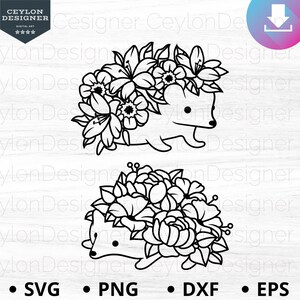Download Hedgehog Svg File Floral Hedgehog Svg Hedgehog Flowers Svg Etsy
