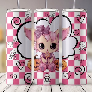 Cute Pastel Creepy Kawaii Halloween Sublimation Design Wrap for 20 oz Skinny Straight Tumbler