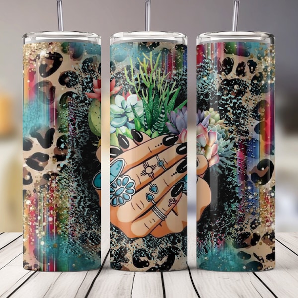 NM Zia Tattoo Hand: Turquoise Jewelry Design for 20 oz Sublimation Tumbler Wrap