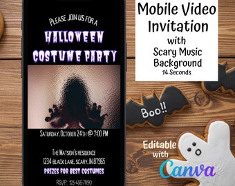 Digital Halloween Party Video Invitation | Halloween Birthday Invitation | Electronic Halloween Party Evite | Halloween Invitation | Canva