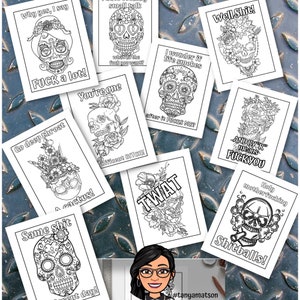 KDP Formatierte Erwachsenen Malvorlagen Skulls Sugar Skull mit 10 PDF Seiten | Fluchen Malbuch | Fluchwort | Erwachsenen Humor