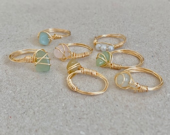 Cute and Trendy Wire Crystal Healing Stone Rings