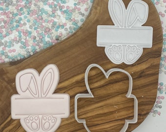 Bunny Name Plaque Stamp | Cookie Stamp | Fondant Stamp | Cake and Cookie Decorating | Baking Supplies | Embosser