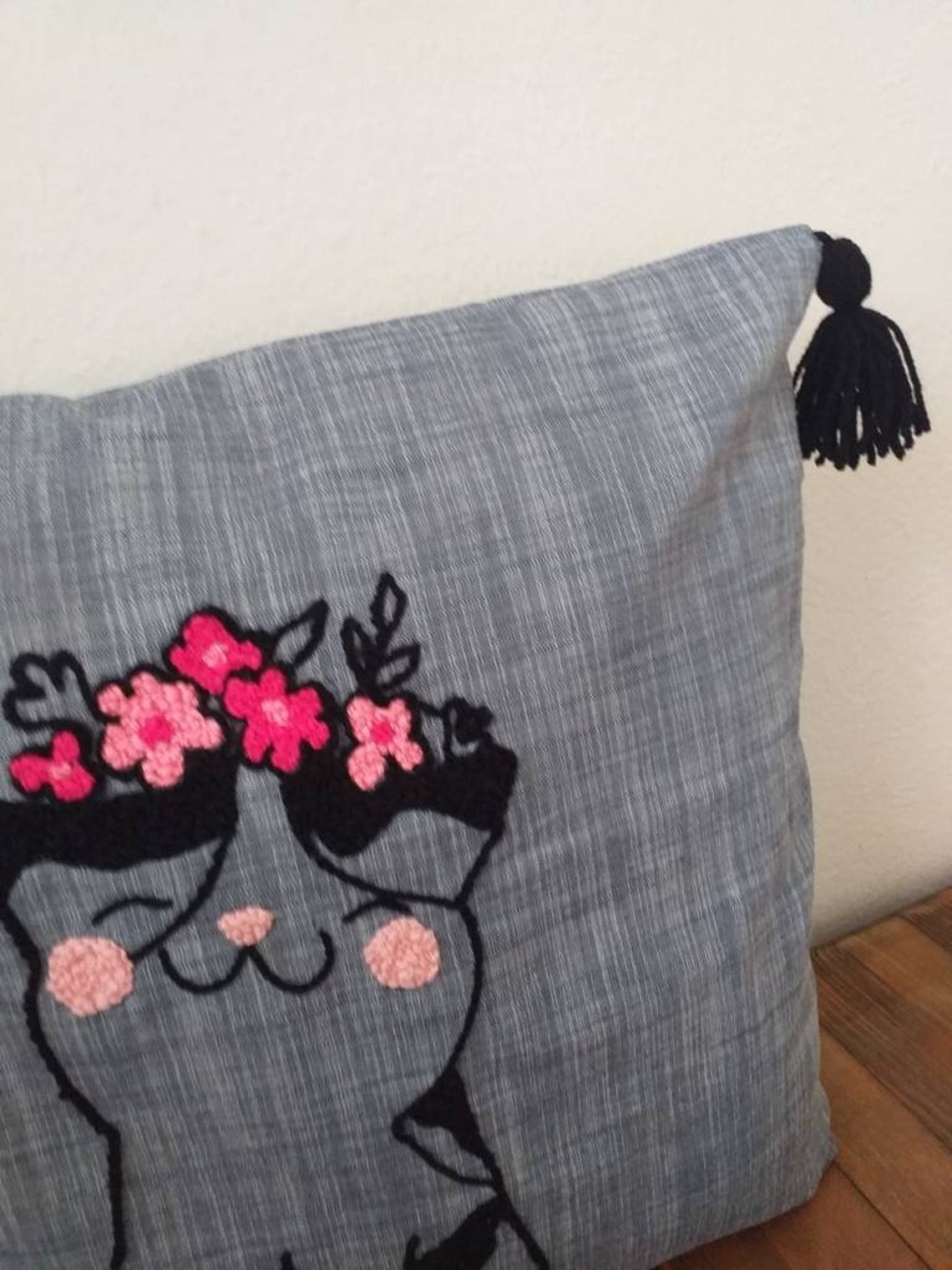 Handmade Punch Needle Decorative Pillow Case Cushion Cover Etsy