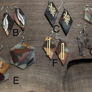 Mixed wood w/ Epoxy Earrings