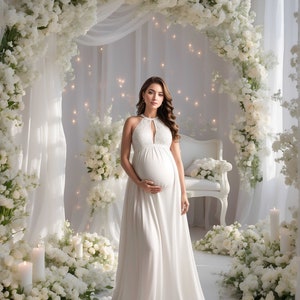 8 White Airy Blossom Sets, Maternity & Family Digital Backdrop Overlay