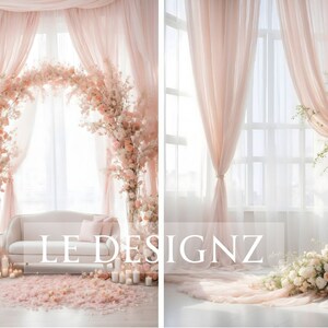 Pink Airy Blossom Sets, Maternity & Family Digital Backdrop Overlay