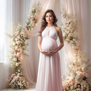Pink Airy Blossom Sets, Maternity & Family Digital Backdrop Overlay