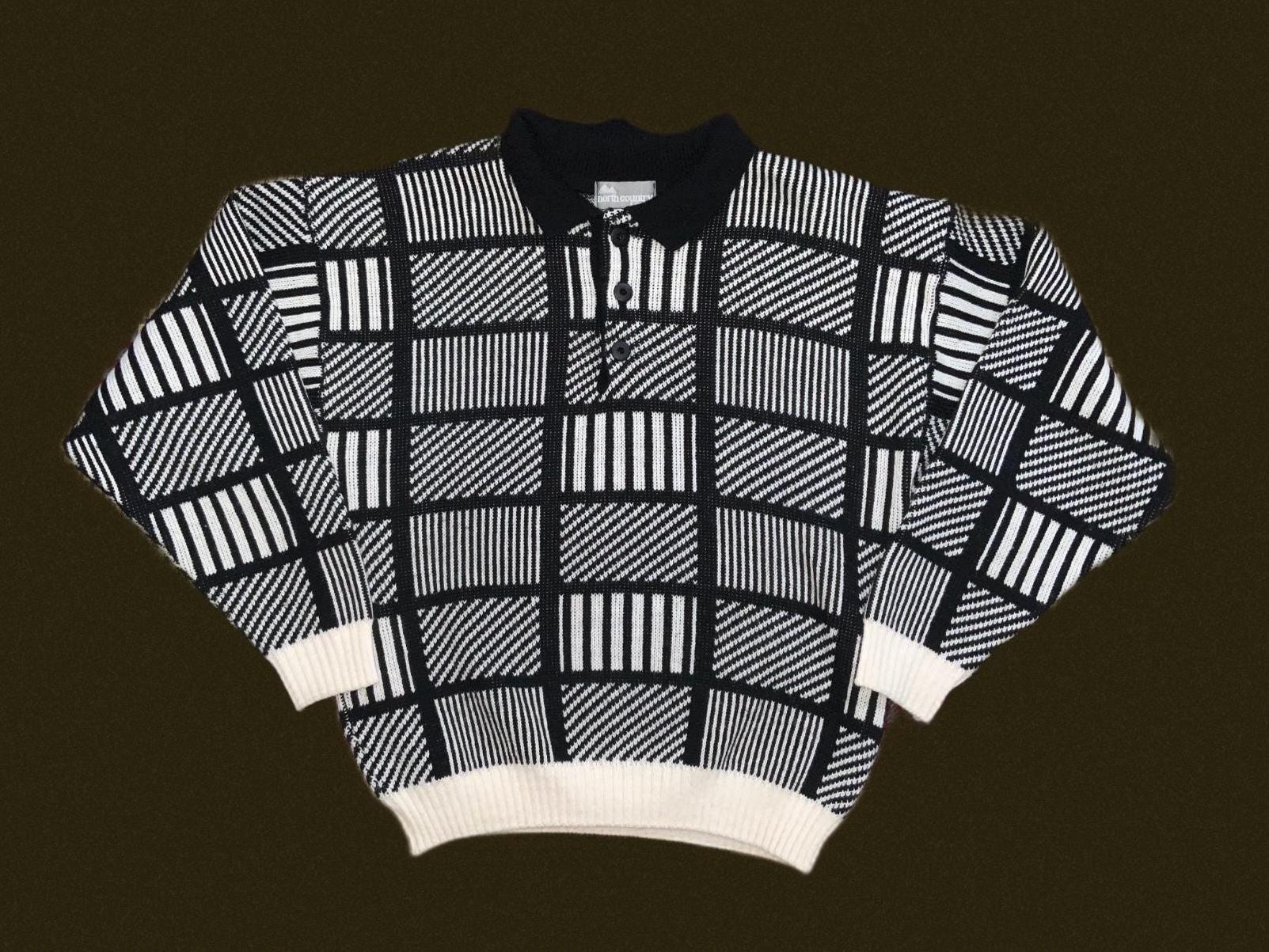 80s 90s Checkered Sweater Wool - Etsy