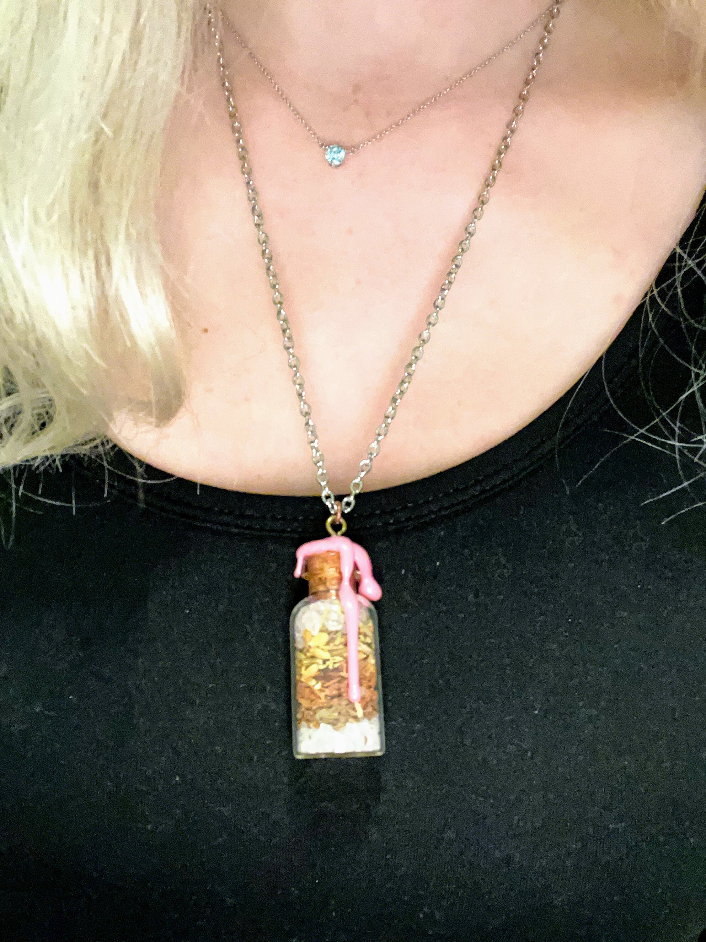 Spell Jar Necklace Pick your Jar Bronze Chain Etsy