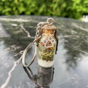 Connect to Pet Crystal Jar-sleutelhanger ~ Unakite-fles ~ Handgemaakte miniatuurartikelen