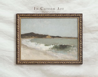 Gedämpft Neutral Strand Kunstdruck / Meer Landschaft Landschaft Gemälde / Neutral Küstenlandschaft | P16