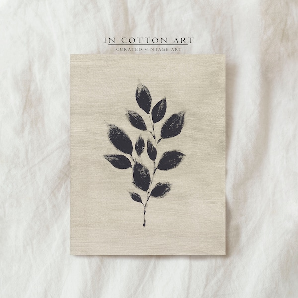 Botanical painting digital download, Printable art botanical beige, Minimalist botanical art print, Modern farmhouse botanical art, Leaf art