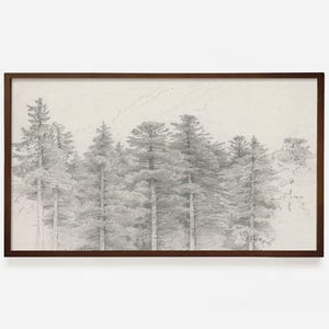 Samsung Frame TV Art / Dibujo de árbol de invierno vintage / Arte DIGITAL de Navidad image 4