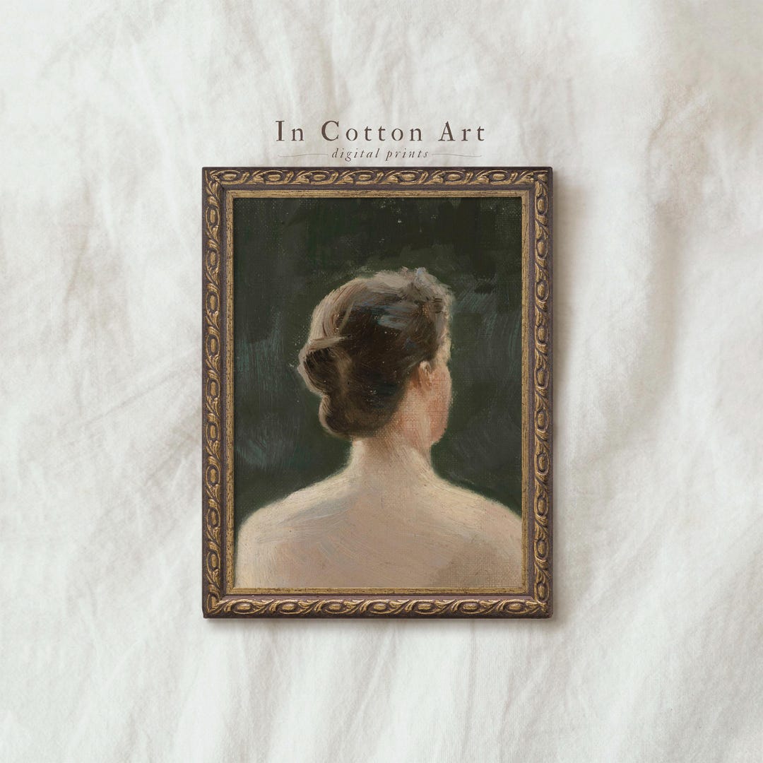 Woman Portrait Oil Painting / Vintage Female Figure Print / Farmhouse ...