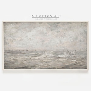 Vintage Muted Seascape Painting / Samsung Digital TV Art / Neutral Coastal Frame TV Art | TV34