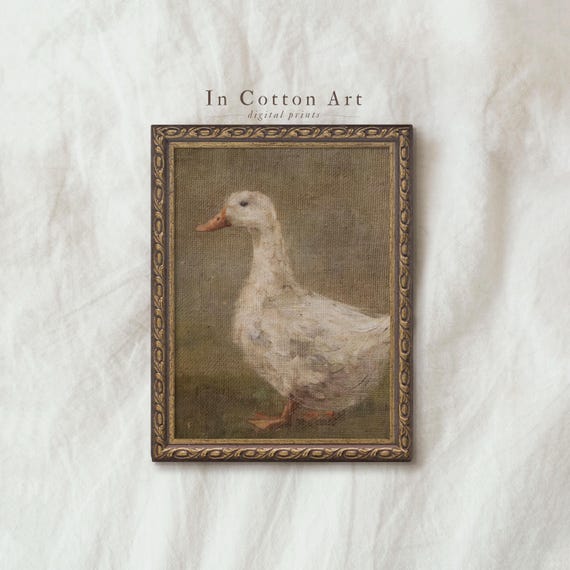 Vintage Duck Wall Art Print, Rustic Farmhouse Goose Painting Nursery Decor, Country Animal Printable Artwork, Neutral Baby Room Print | P337