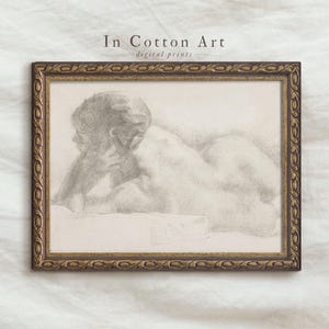 Antique Woman Figure Sketch Print / Vintage Female Study Drawing / Neutral Portrait PRINTABLE | D44