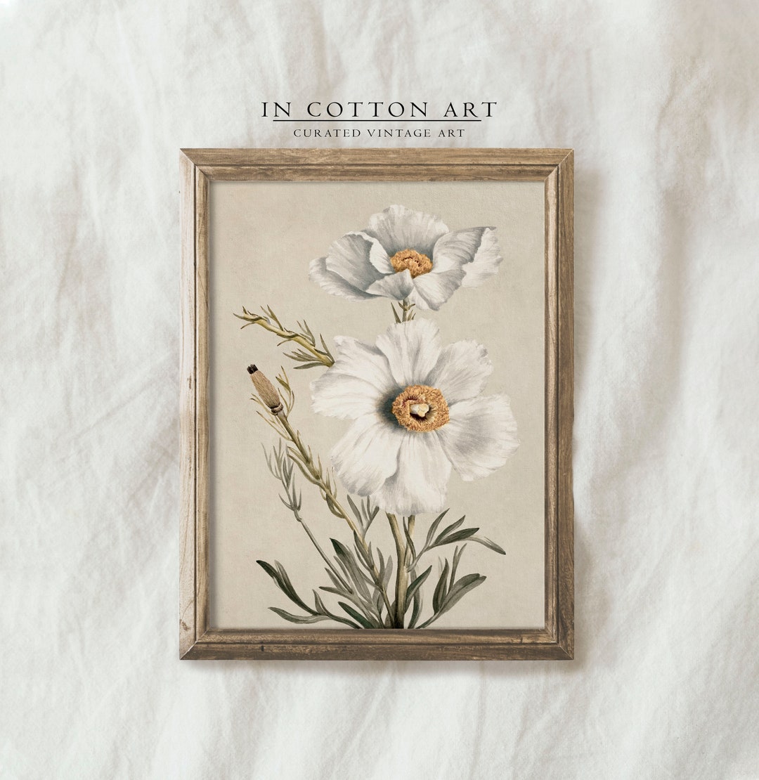 Vintage White Flower Watercolor Wall Art PRINTABLE / Botanical - Etsy