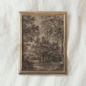 Vintage Moody Woodland Landscape SET OF 2 / Rustic Dark Art Print ...