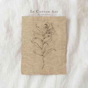 Impresión botánica minimalista, arte mural floral beige, dibujo floral vintage, decoración natural imprimible, póster de planta neutra / D96