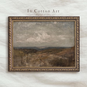 Earth Tone Neutral Wall Art PRINTABLE / Vintage Abstract Landscape Painting / Antique Rustic Living Room Art Print | P163