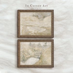 Abstract Neutral Prints SET / Vintage Rustic Landscape Painting PRINTABLE / Digital Art Download | P1