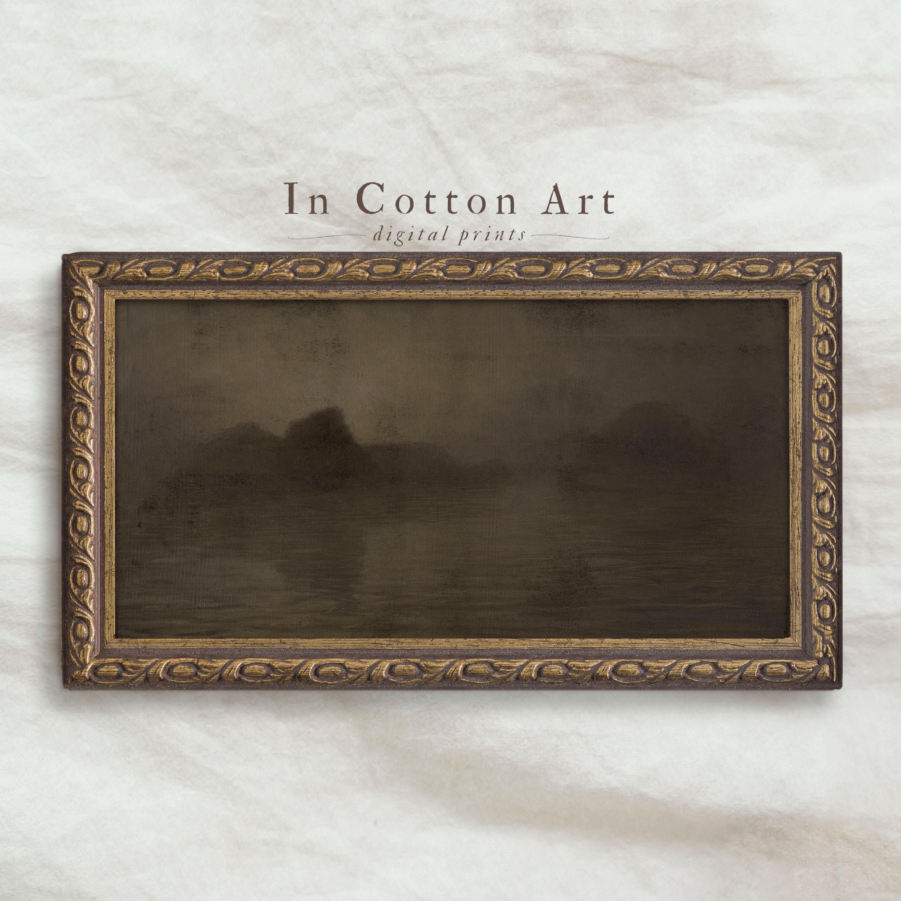Panoramic Antique Dark Wall Art / Moody Abstract Art Above Bed / Vintage Inspired Oil Painting / Dark Brown Print DIGITAL | P189