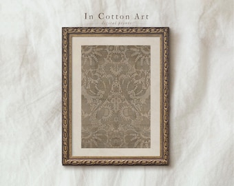 Arte mural textil vintage neutro / Impresión artística ecléctica (descarga digital) / Impresión de tapiz botánico para decoración de pared / P241