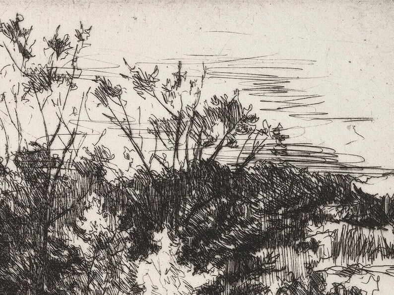 Antique Neutral Landscape Sketch PRINTABLE / Vintage Rustic Farmhouse Etching / Nature Scenery Wall Art Digital Download InCottonArt | D28 image 8