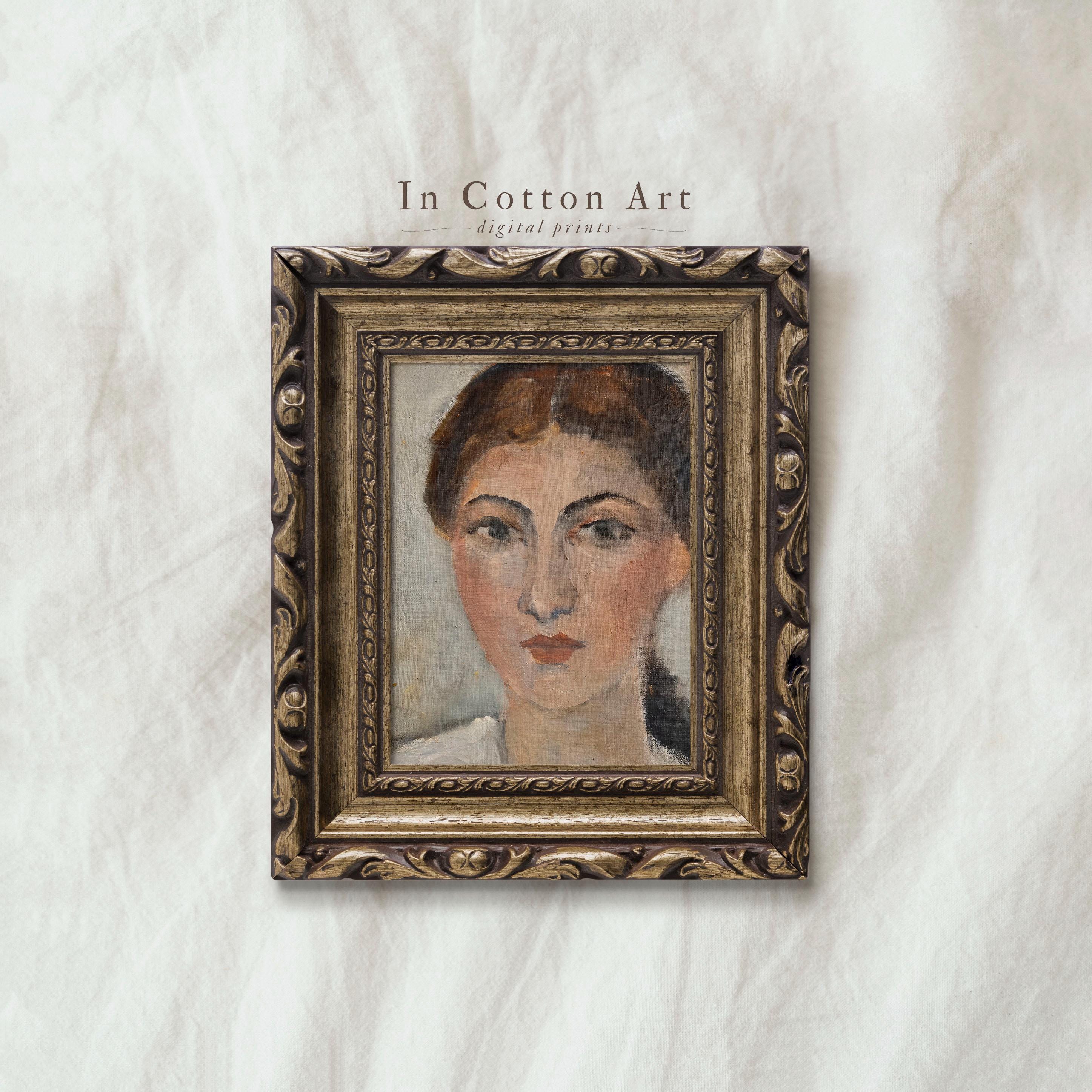 Vintage Woman Portrait Oil Painting Print | Moody Expressive Antique ...