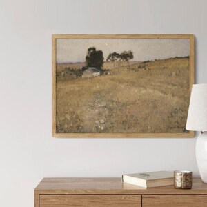 Vintage zomer land landschapsschilderkunst AFDRUKBAAR / antieke cottage landschap kunst aan de muur / warme kunstprint digitaal Dwonload | P32 afbeelding 7