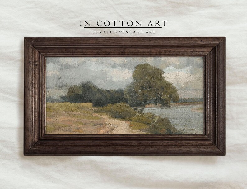 Vintage Panoramic Art Print / Rustic Landscape Painting Above Bed PRINTABLE / Summer Wall Decor DIGITAL Download InCottonArt | P178 image 4