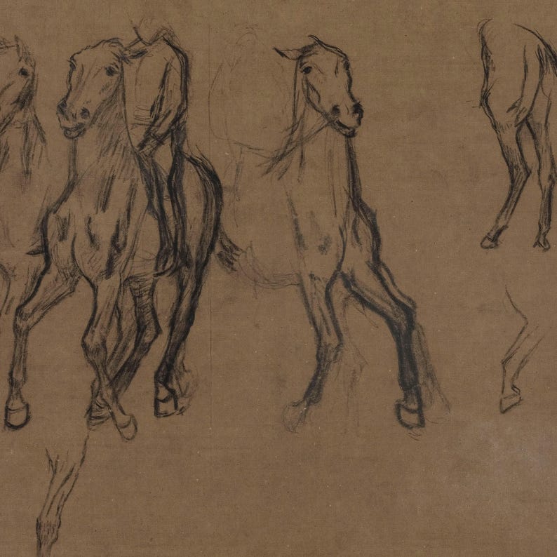 Vintage Moody Horse Drawing / Rustic Equestrian Art Print / Animal Sketch Wall Art PRINTABLE Digital | D60 image 9