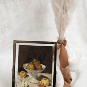Impression de peinture à l'huile de mauvaise humeur de nature morte vintage avec des poires et des pommes/Décor d'étagères de cuisine de cottage moderne/Art fruitier rustique IMPRIMABLE | P225 image 7