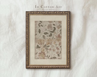 Neutral Vintage Flower Painting / Muted Botanical Pattern Wall Art PRINTABLE / Rustic Antique Print | P97