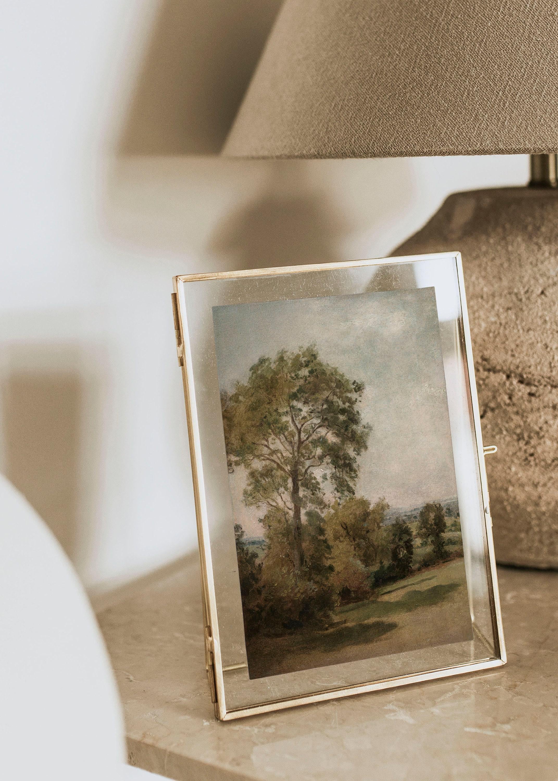 Vintage Tree Art Print / Vertical Landscape Painting Rustic