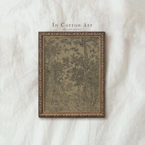 Ink sketch vintage wall art, Antique classic sketch, Farmhouse moody wall art, Vintage textile wall art print, Woodland landscape drawing