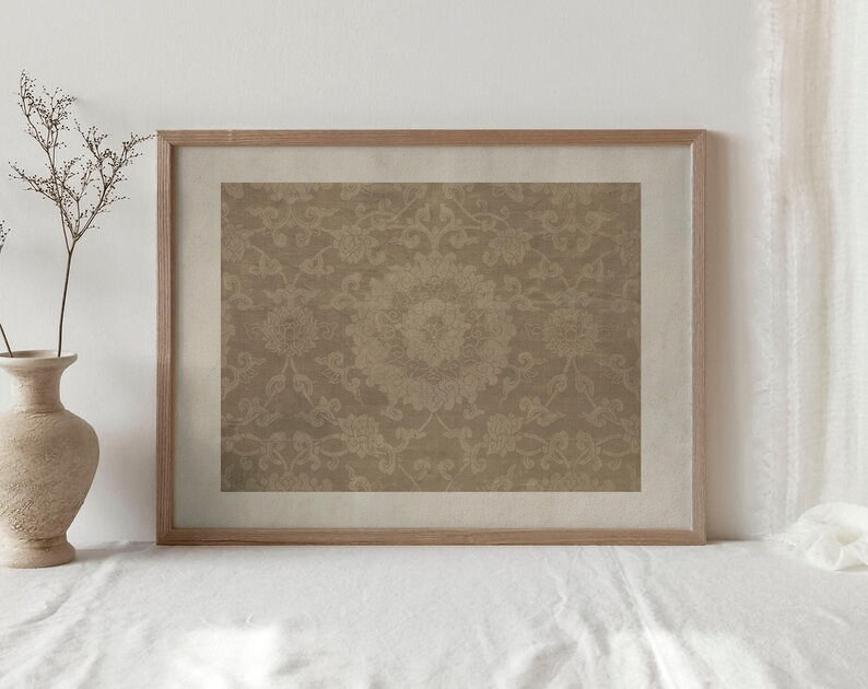 Antique Neutral Tapestry Print / Textile Pattern Wall Art / Modern Farmhouse Art PRINTABLE | P136 image 6