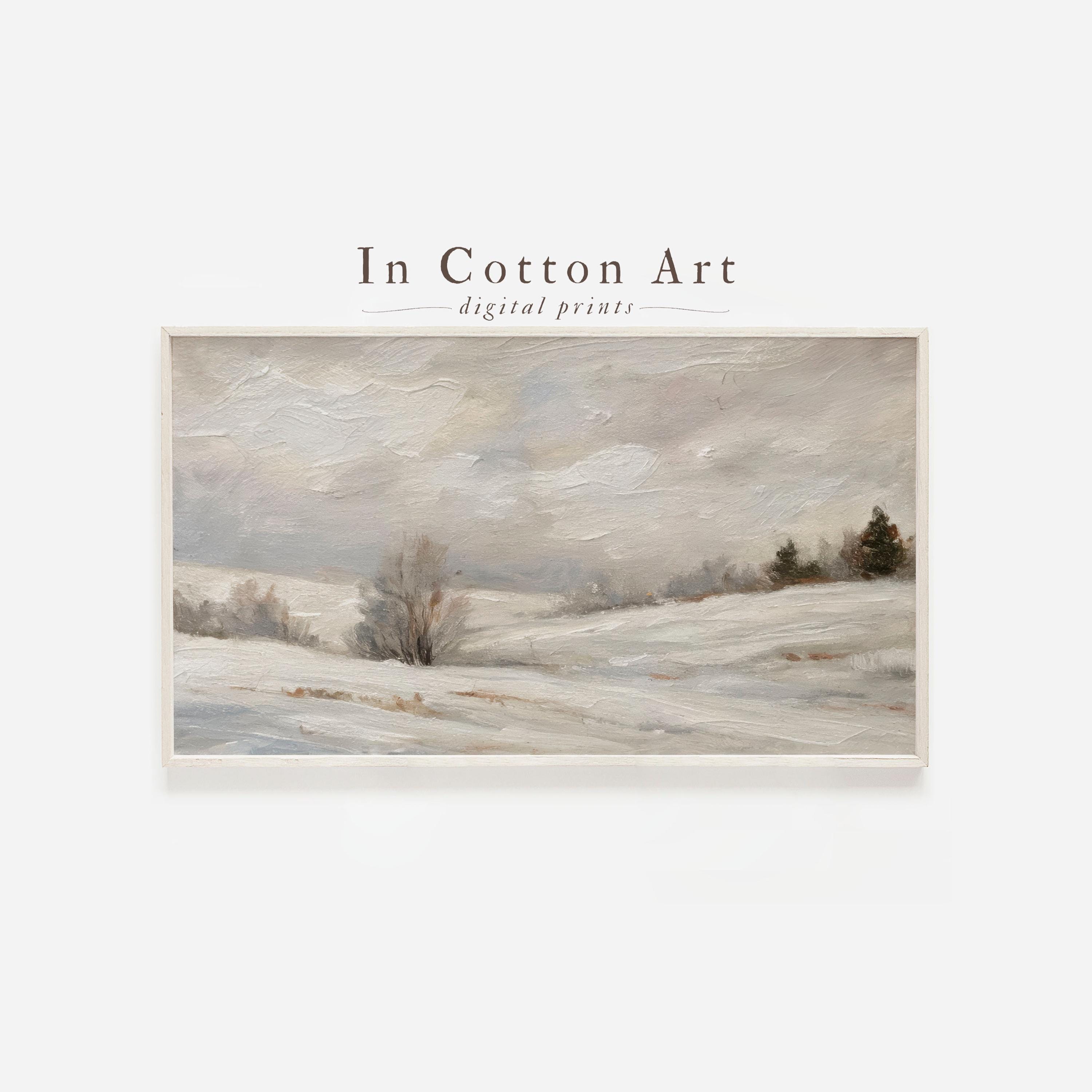 Winter Landscape Painting for Samsung Frame TV | Snowy Field Art