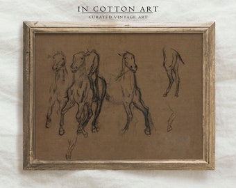 Vintage Moody Horse Drawing / Rustic Equestrian Art Print / Animal Sketch Wall Art PRINTABLE Digital | D60