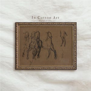 Dibujo de caballo melancólico vintage / Impresión de arte ecuestre rústico / Arte mural con boceto de animal IMPRIMIBLE digital / D60